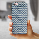 Transparent Clouds over Navy and Blue Chevron iPhone 6/6s or 6/6s Plus 2-Piece Hybrid INK-Fuzed Case