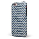 Transparent Clouds over Navy and Blue Chevron iPhone 6/6s or 6/6s Plus 2-Piece Hybrid INK-Fuzed Case