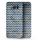 Transparent Clouds over Navy and Blue Chevron - Samsung Galaxy S8 Full-Body Skin Kit