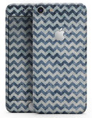 Transparent Clouds over Navy and Blue Chevron - Skin-kit for the iPhone 8 or 8 Plus