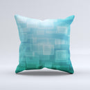 Transparent Green Blue 3D Squares ink-Fuzed Decorative Throw Pillow