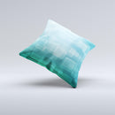 Transparent Green Blue 3D Squares ink-Fuzed Decorative Throw Pillow