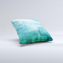 Transparent Green Blue 3D Squares ink-Fuzed Decorative Throw Pillow