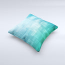 Transparent Green Blue 3D Squares ink-Fuzed Decorative Throw Pillow