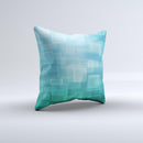 Transparent Green Blue 3D Squares ink-Fuzed Decorative Throw Pillow