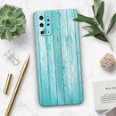 Trendy Blue Abstract Wood Planks - Premium Vinyl Skin Decal for Samsung Galaxy S25 Ultra, S24, S23, S22 & All Galaxy S Models