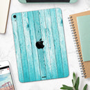 Trendy Blue Abstract Wood Planks - Full Body Skin Decal for the Apple iPad Pro 12.9", 11", 10.5", 9.7", Air or Mini (All Models Available)