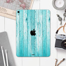 Trendy Blue Abstract Wood Planks - Full Body Skin Decal for the Apple iPad Pro 12.9", 11", 10.5", 9.7", Air or Mini (All Models Available)