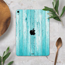 Trendy Blue Abstract Wood Planks - Full Body Skin Decal for the Apple iPad Pro 12.9", 11", 10.5", 9.7", Air or Mini (All Models Available)