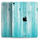 Trendy Blue Abstract Wood Planks - Full Body Skin Decal for the Apple iPad Pro 12.9", 11", 10.5", 9.7", Air or Mini (All Models Available)