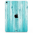 Trendy Blue Abstract Wood Planks - Full Body Skin Decal for the Apple iPad Pro 12.9", 11", 10.5", 9.7", Air or Mini (All Models Available)