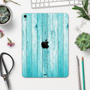 Trendy Blue Abstract Wood Planks - Full Body Skin Decal for the Apple iPad Pro 12.9", 11", 10.5", 9.7", Air or Mini (All Models Available)