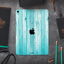 Trendy Blue Abstract Wood Planks - Full Body Skin Decal for the Apple iPad Pro 12.9", 11", 10.5", 9.7", Air or Mini (All Models Available)