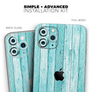 Trendy Blue Abstract Wood Planks - Protective Skin Wrap & Decal – Compatible with iPhone SE to iPhone 17 Pro Max (All Models)