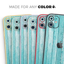 Trendy Blue Abstract Wood Planks - Protective Skin Wrap & Decal – Compatible with iPhone SE to iPhone 17 Pro Max (All Models)