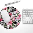 Trendy Floral On Animal Print V1// WaterProof Rubber Foam Backed Anti-Slip Mouse Pad for Home Work Office or Gaming Computer Desk