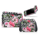 Trendy Floral On Animal Print V1 // Skin Decal Wrap Kit for Nintendo Switch Console & Dock, Joy-Cons, Pro Controller, Lite, 3DS XL, 2DS XL, DSi, or Wii - Vinyl Skin Wrap for Nintendo Switch 2, OLED, Lite, Pro Controller, Wii & Classic Handhelds