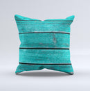 Trendy Green Washed Wood Planks Ink-Fuzed Decorative Throw Pillow