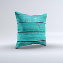 Trendy Green Washed Wood Planks Ink-Fuzed Decorative Throw Pillow
