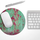 Trendy Green with Pink Rust// WaterProof Rubber Foam Backed Anti-Slip Mouse Pad for Home Work Office or Gaming Computer Desk