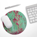 Trendy Green with Pink Rust// WaterProof Rubber Foam Backed Anti-Slip Mouse Pad for Home Work Office or Gaming Computer Desk