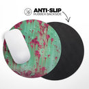 Trendy Green with Pink Rust// WaterProof Rubber Foam Backed Anti-Slip Mouse Pad for Home Work Office or Gaming Computer Desk