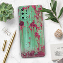 Trendy Green with Pink Rust - Premium Vinyl Skin Decal for Samsung Galaxy S25 Ultra, S24, S23, S22 & All Galaxy S Models