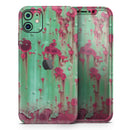 Trendy Green with Pink Rust - Protective Skin Wrap & Decal – Compatible with iPhone SE to iPhone 17 Pro Max (All Models)