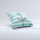 Trendy Grunge Green Striped With Anchor Ink-Fuzed Decorative Throw Pillow