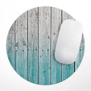 Trendy Teal to White Aged Wood Planks// WaterProof Rubber Foam Backed Anti-Slip Mouse Pad for Home Work Office or Gaming Computer Desk