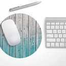 Trendy Teal to White Aged Wood Planks// WaterProof Rubber Foam Backed Anti-Slip Mouse Pad for Home Work Office or Gaming Computer Desk