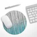 Trendy Teal to White Aged Wood Planks// WaterProof Rubber Foam Backed Anti-Slip Mouse Pad for Home Work Office or Gaming Computer Desk