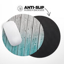 Trendy Teal to White Aged Wood Planks// WaterProof Rubber Foam Backed Anti-Slip Mouse Pad for Home Work Office or Gaming Computer Desk