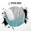 Trendy Teal to White Aged Wood Planks// WaterProof Rubber Foam Backed Anti-Slip Mouse Pad for Home Work Office or Gaming Computer Desk