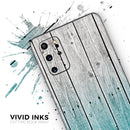 Trendy Teal to White Aged Wood Planks - Premium Vinyl Skin Decal for Samsung Galaxy S25 Ultra, S24, S23, S22 & All Galaxy S Models