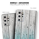 Trendy Teal to White Aged Wood Planks - Premium Vinyl Skin Decal for Samsung Galaxy S25 Ultra, S24, S23, S22 & All Galaxy S Models