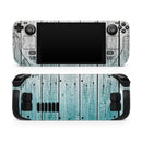 Trendy Teal to White Aged Wood Planks // Full Body Skin Decal Wrap Kit for the Steam Deck handheld gaming computer