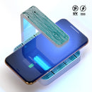 Trendy Teal to White Aged Wood Planks UV Germicidal Sanitizing Sterilizing Wireless Smart Phone Screen Cleaner + Charging Station