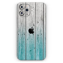 Trendy Teal to White Aged Wood Planks - Protective Skin Wrap & Decal – Compatible with iPhone SE to iPhone 17 Pro Max (All Models)