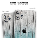 Trendy Teal to White Aged Wood Planks - Protective Skin Wrap & Decal – Compatible with iPhone SE to iPhone 17 Pro Max (All Models)