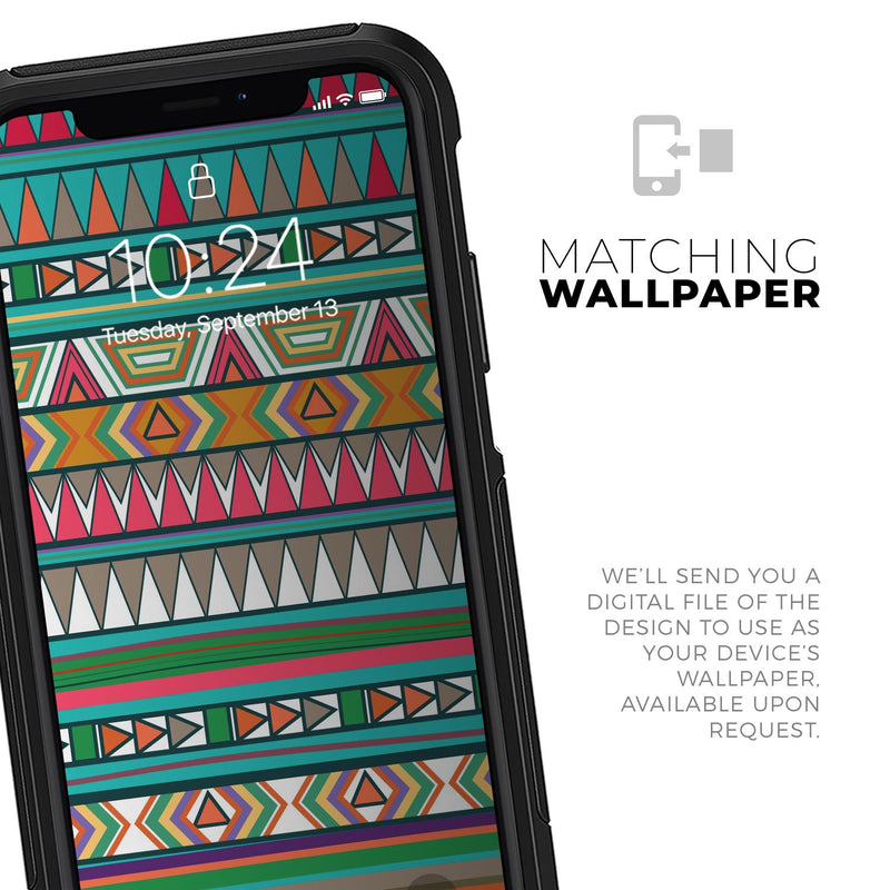 Tribal Vector Green & Pink Abstract Pattern V3 - Skin Kit for the iPhone OtterBox Cases
