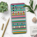 Tribal Vector Green & Pink Abstract Pattern V3 - Premium Vinyl Skin Decal for Samsung Galaxy S25 Ultra, S24, S23, S22 & All Galaxy S Models