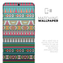 Tribal Vector Green & Pink Abstract Pattern V3 - Premium Vinyl Skin Decal for Samsung Galaxy S25 Ultra, S24, S23, S22 & All Galaxy S Models