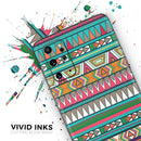 Tribal Vector Green & Pink Abstract Pattern V3 - Premium Vinyl Skin Decal for Samsung Galaxy S25 Ultra, S24, S23, S22 & All Galaxy S Models