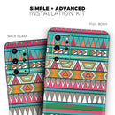 Tribal Vector Green & Pink Abstract Pattern V3 - Premium Vinyl Skin Decal for Samsung Galaxy S25 Ultra, S24, S23, S22 & All Galaxy S Models