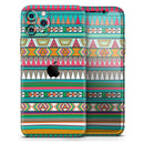 Tribal Vector Green & Pink Abstract Pattern V3 - Protective Skin Wrap & Decal – Compatible with iPhone SE to iPhone 17 Pro Max (All Models)