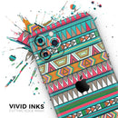 Tribal Vector Green & Pink Abstract Pattern V3 - Protective Skin Wrap & Decal – Compatible with iPhone SE to iPhone 17 Pro Max (All Models)