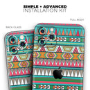 Tribal Vector Green & Pink Abstract Pattern V3 - Protective Skin Wrap & Decal – Compatible with iPhone SE to iPhone 17 Pro Max (All Models)