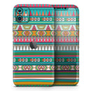 Tribal Vector Green & Pink Abstract Pattern V3 - Protective Skin Wrap & Decal – Compatible with iPhone SE to iPhone 17 Pro Max (All Models)