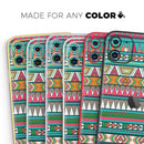 Tribal Vector Green & Pink Abstract Pattern V3 - Protective Skin Wrap & Decal – Compatible with iPhone SE to iPhone 17 Pro Max (All Models)